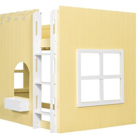 Twin Size Kids Loft Bed With Warm Led Light String 22 Twin Size Kids Loft Bed With Warm Led Light String