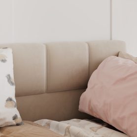 Velvet Upholstered Sofa Bed with High Side Panels and Side Entrance
