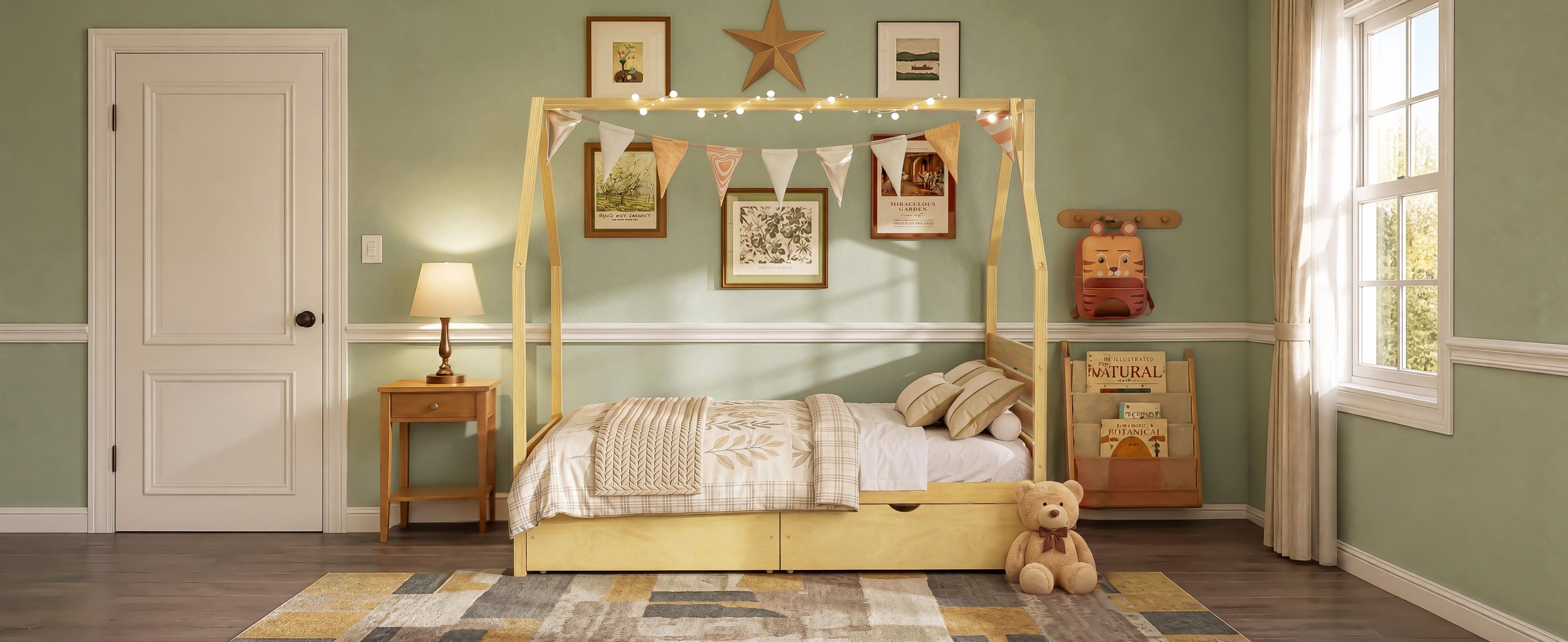 Full Size Montessori Bed With 2 Storage Drawers
