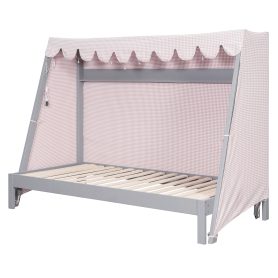 Twin XL House Bed with Twin XL Trundle, Shelf, Tent and Light