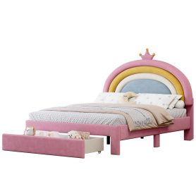 Full Size Upholstered Rainbow Design Bed
