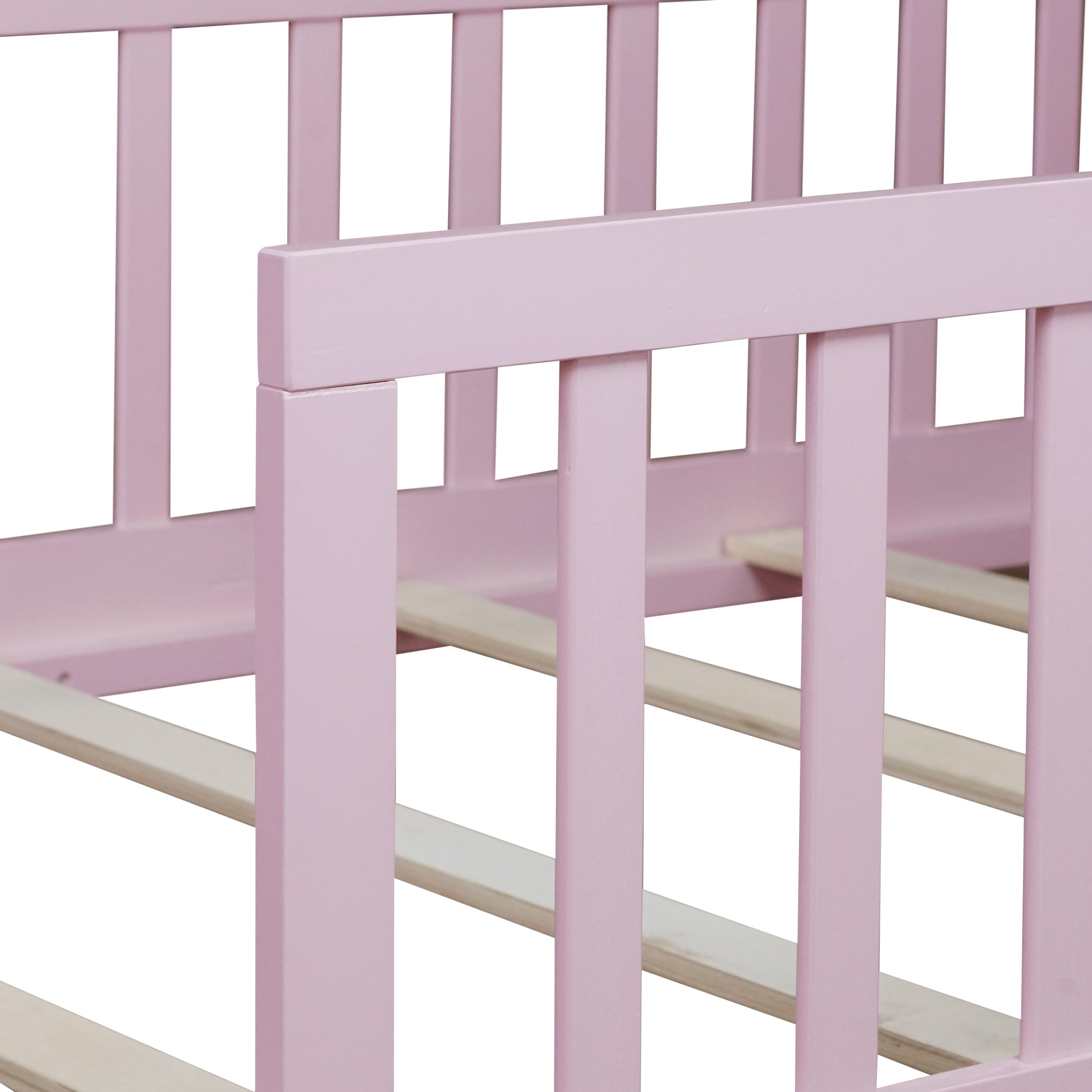 Twin Size Floor Bed with Fence without Door