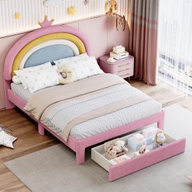 Full Size Upholstered Rainbow Design Bed