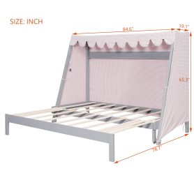 Twin XL House Bed with Twin XL Trundle, Shelf, Tent and Light