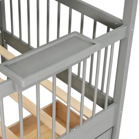 Twin Size House Bed with 2 Large Drawers, Side Bookshelf with LED Strip