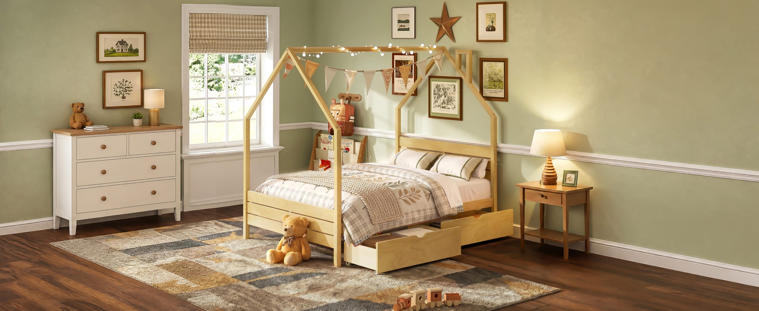 Full Size Montessori Bed With 2 Storage Drawers