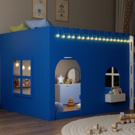 Full Size Kids Loft Bed With Warm LED Light String 32 Full Size Kids Loft Bed With Warm LED Light String