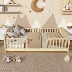 Full Size Floor Fence Bed with Central Entrance