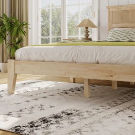 Full Size Solid Wood Bed with Rattan Headboard 39 Full Size Solid Wood Bed with Rattan Headboard