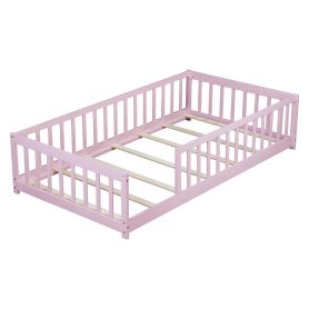 Twin Size Floor Bed with Fence without Door