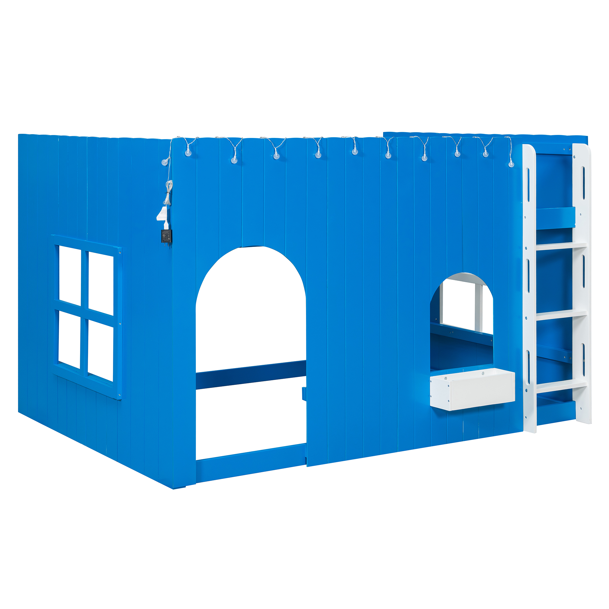 Full Size Kids Loft Bed With Warm LED Light String 8 Full Size Kids Loft Bed With Warm LED Light String