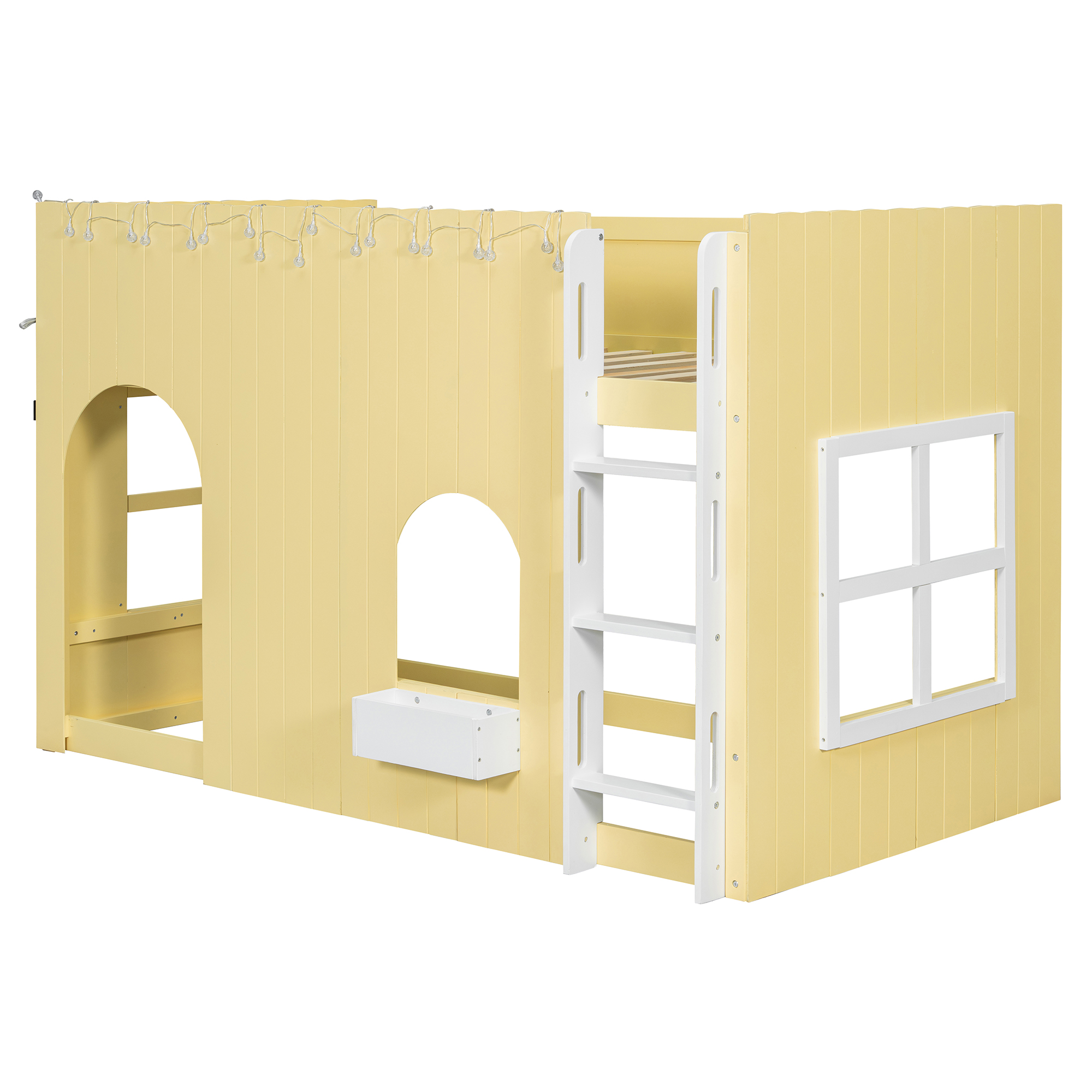 Twin Size Kids Loft Bed With Warm Led Light String 6 Twin Size Kids Loft Bed With Warm Led Light String