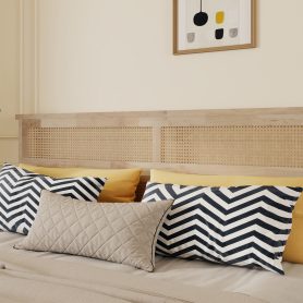 King Size Solid Wood Bed with Rattan Headboard 38 King Size Solid Wood Bed with Rattan Headboard