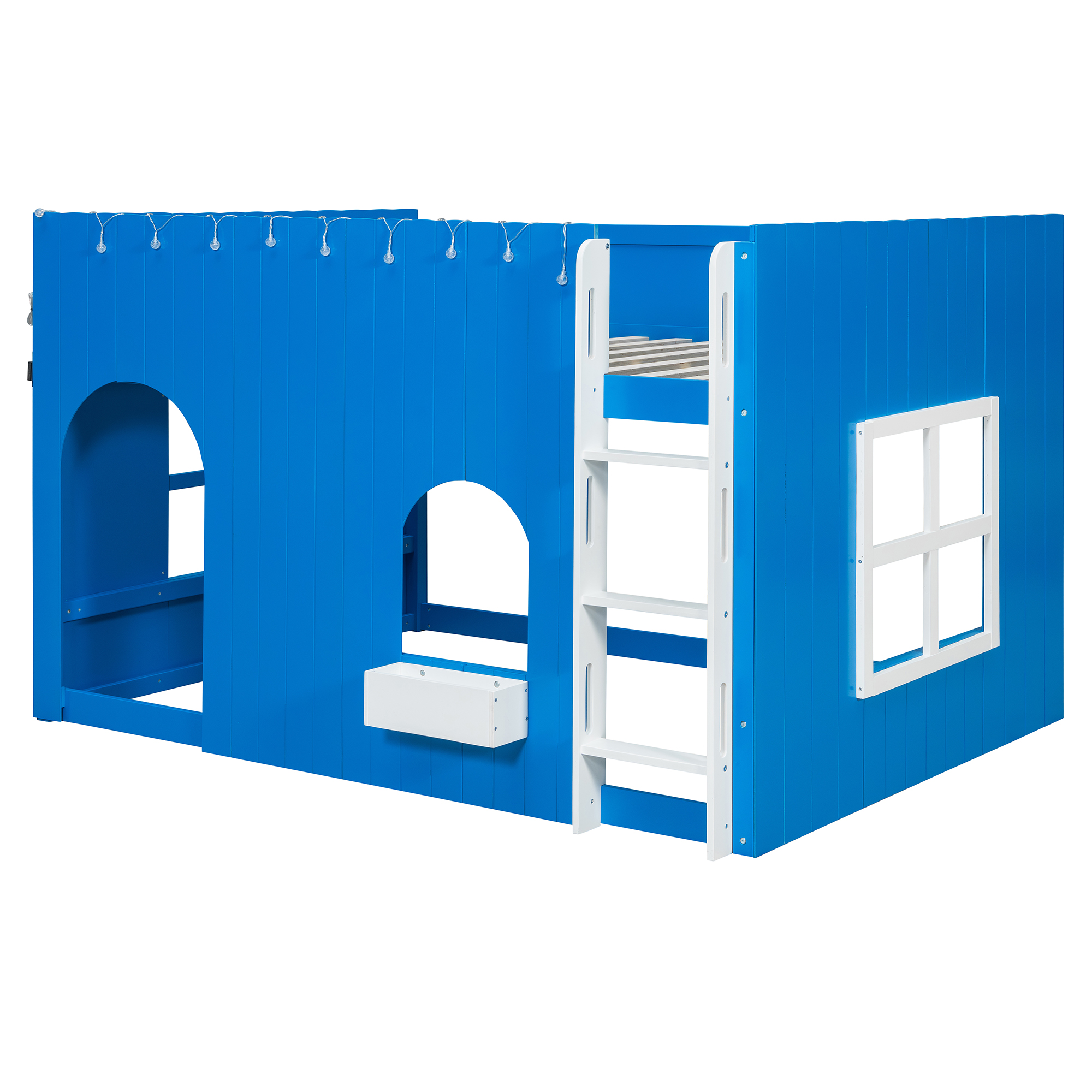 Full Size Kids Loft Bed With Warm LED Light String 6 Full Size Kids Loft Bed With Warm LED Light String