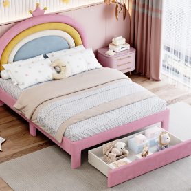 Full Size Upholstered Rainbow Design Bed