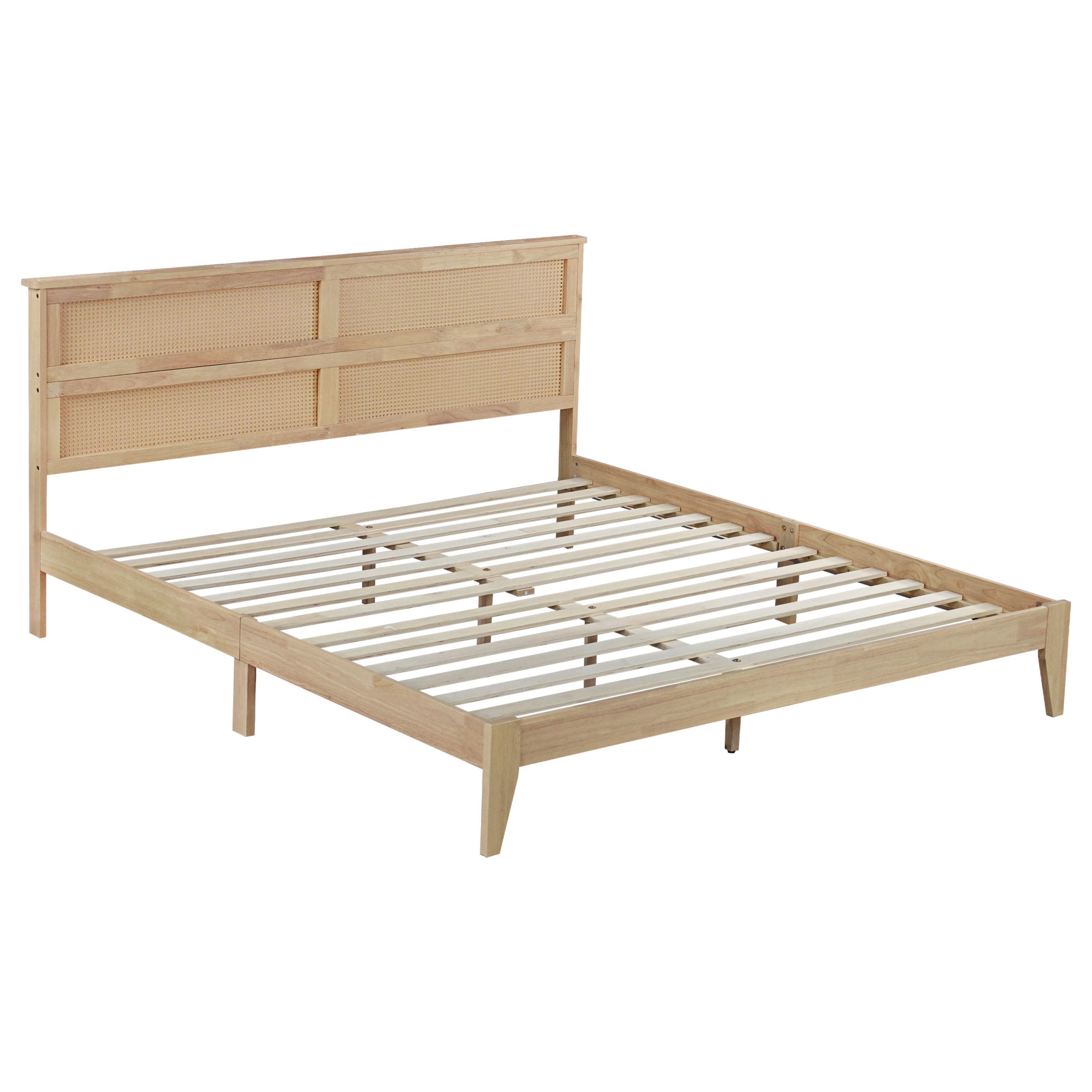King Size Solid Wood Bed with Rattan Headboard 28 King Size Solid Wood Bed with Rattan Headboard