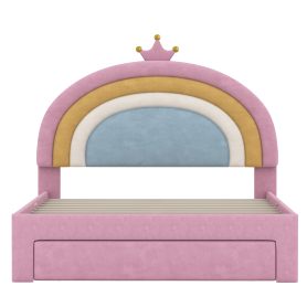 Full Size Upholstered Rainbow Design Bed