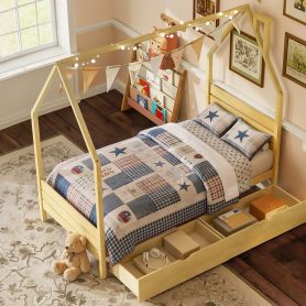 Twin Size Montessori Bed With 2 Storage Drawers