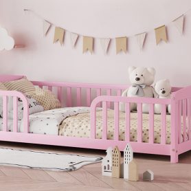 Twin Size Floor Fence Bed with Central Entrance 65 Twin Size Floor Fence Bed with Central Entrance