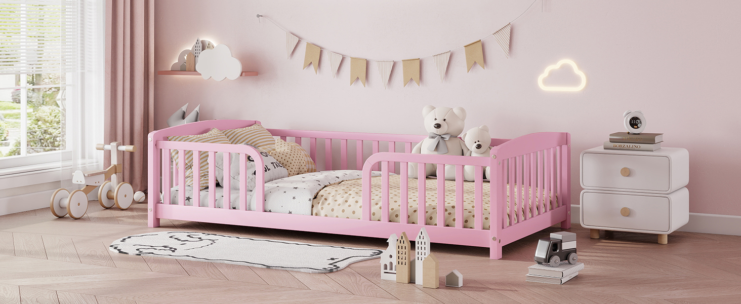 Twin Size Floor Fence Bed with Central Entrance 31 Twin Size Floor Fence Bed with Central Entrance