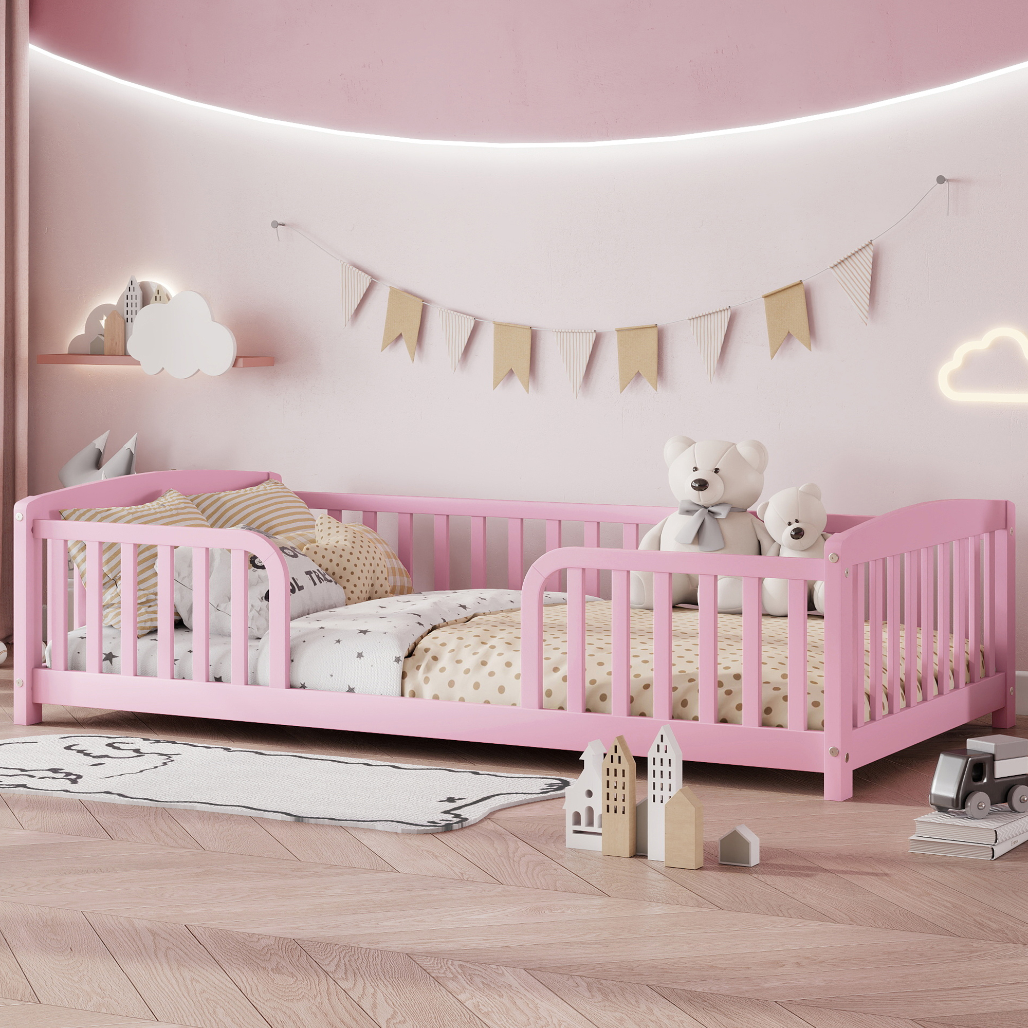 Twin Size Floor Fence Bed with Central Entrance 18 Twin Size Floor Fence Bed with Central Entrance