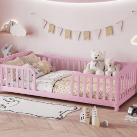 Twin Size Floor Fence Bed with Central Entrance 61 Twin Size Floor Fence Bed with Central Entrance