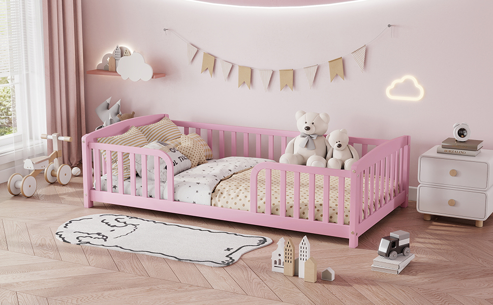 Twin Size Floor Fence Bed with Central Entrance 27 Twin Size Floor Fence Bed with Central Entrance