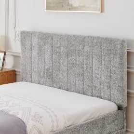 Full Size Upholstered Bed with Vertical Channel Tufted Headboard & Nailhead Trim