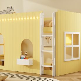 Twin Size Kids Loft Bed With Warm Led Light String 27 Twin Size Kids Loft Bed With Warm Led Light String