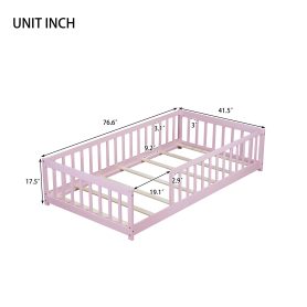 Twin Size Floor Bed with Fence without Door