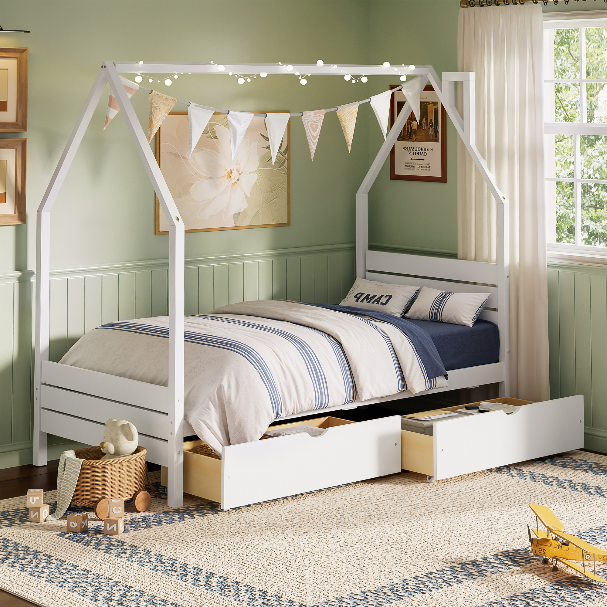 Twin Size Montessori Bed With 2 Storage Drawers