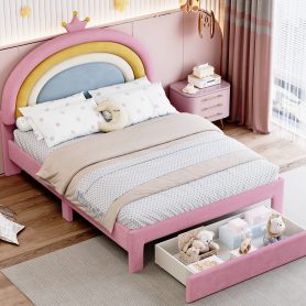 Full Size Upholstered Rainbow Design Bed