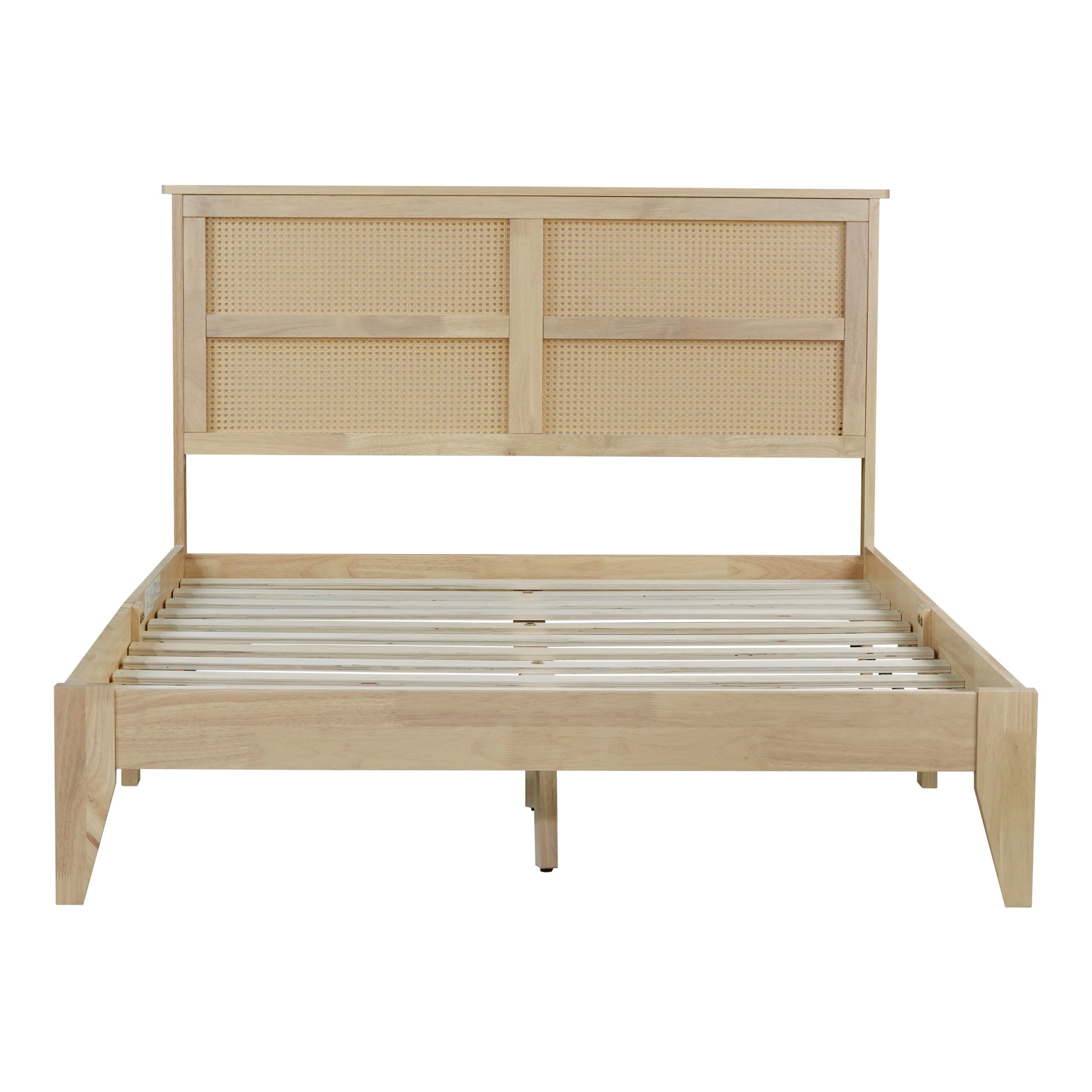 Full Size Solid Wood Bed with Rattan Headboard 29 Full Size Solid Wood Bed with Rattan Headboard
