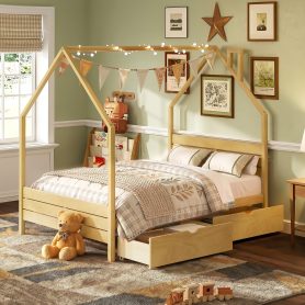 Full Size Montessori Bed With 2 Storage Drawers