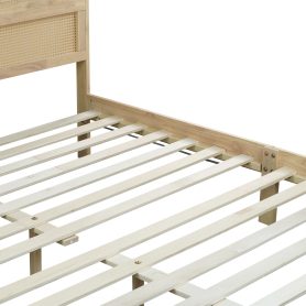 King Size Solid Wood Bed with Rattan Headboard 33 King Size Solid Wood Bed with Rattan Headboard