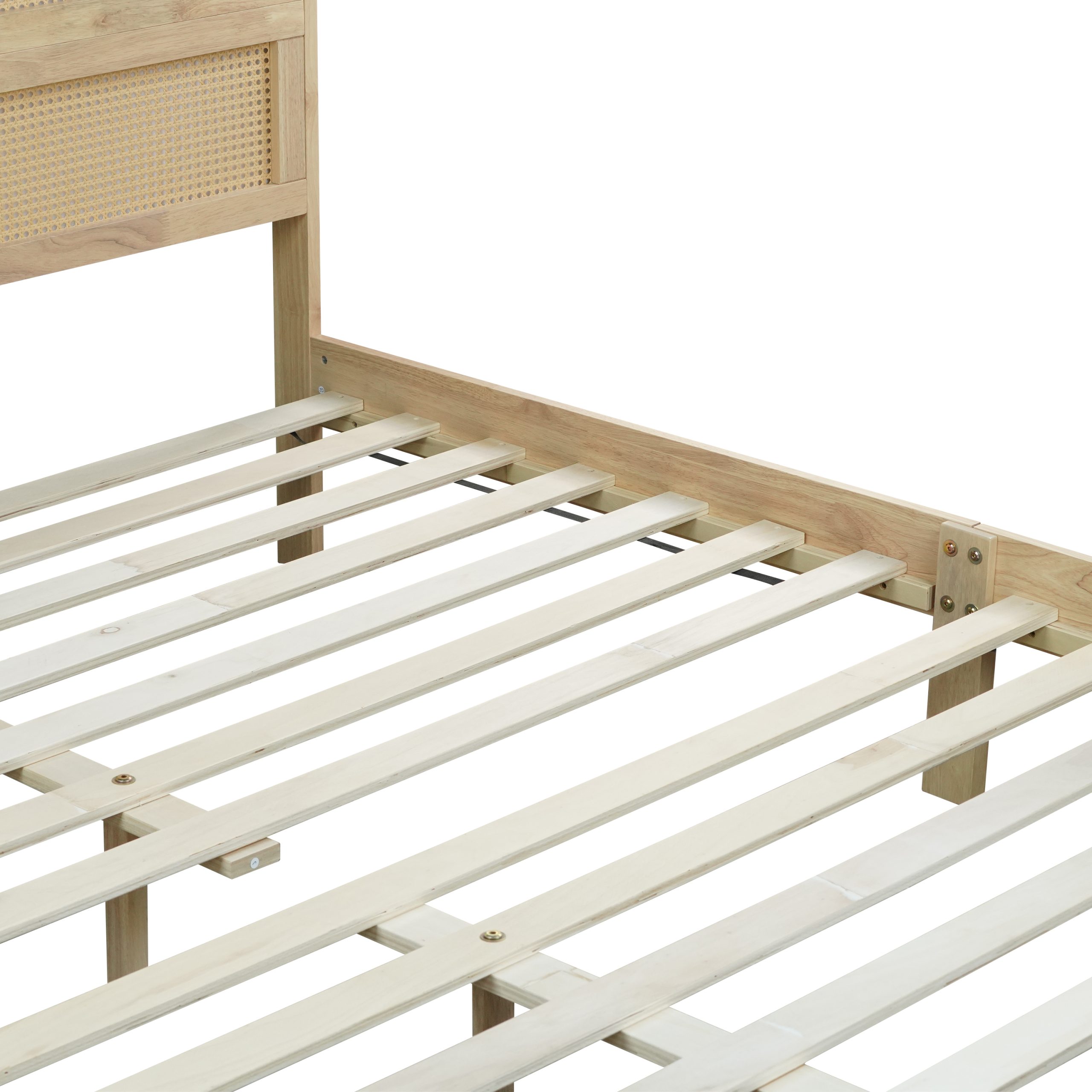 King Size Solid Wood Bed with Rattan Headboard 7 King Size Solid Wood Bed with Rattan Headboard