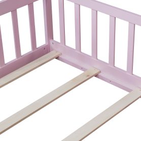Twin Size Floor Bed with Fence without Door