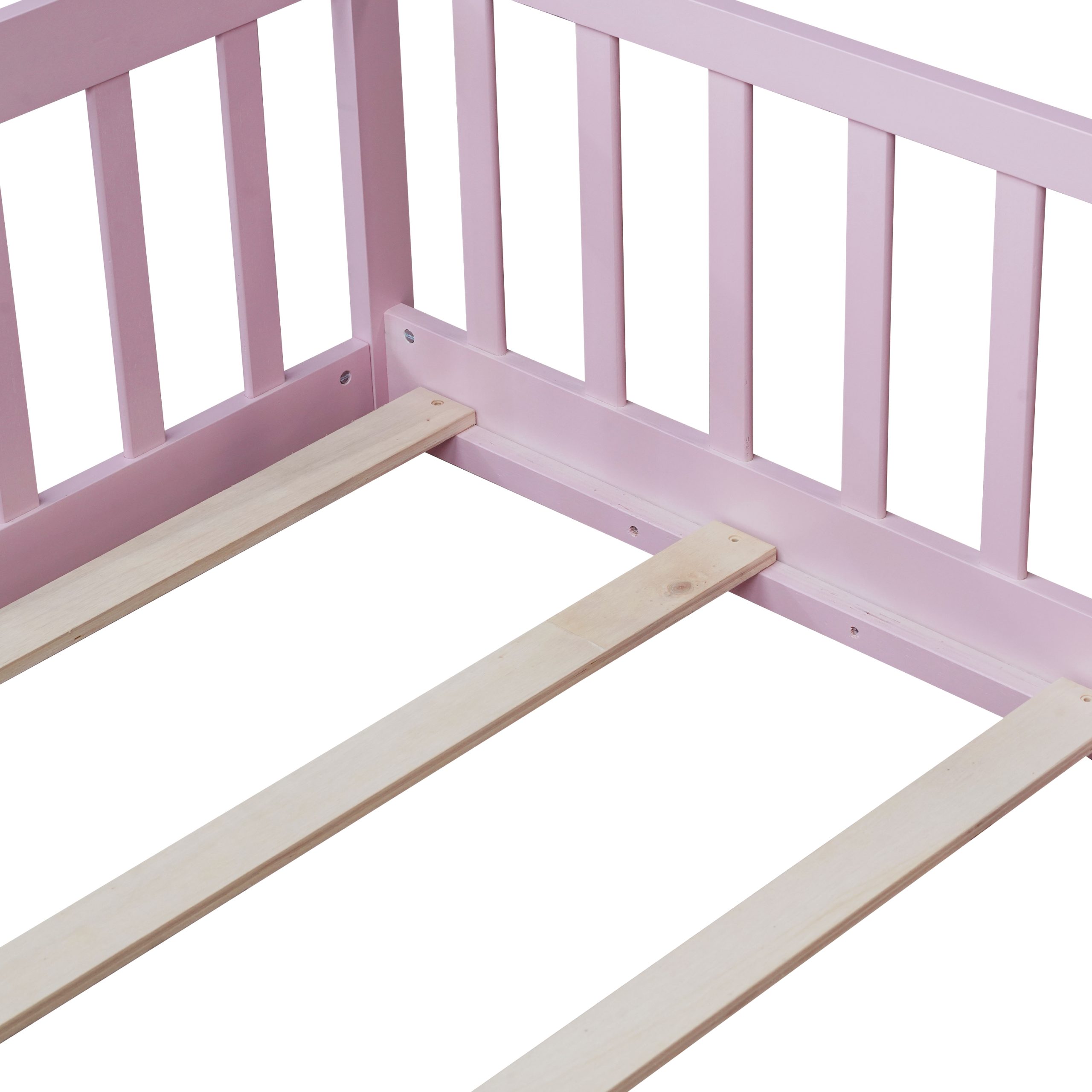 Twin Size Floor Bed with Fence without Door