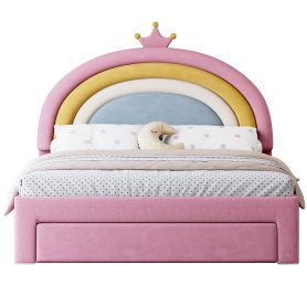 Full Size Upholstered Rainbow Design Bed