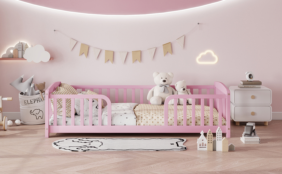 Twin Size Floor Fence Bed with Central Entrance 28 Twin Size Floor Fence Bed with Central Entrance