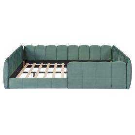 Full Size Velvet Upholstered Floor Bed