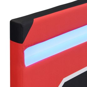 Queen Size Gaming Bed with Built-in 7-Color LED Lighting Headboard