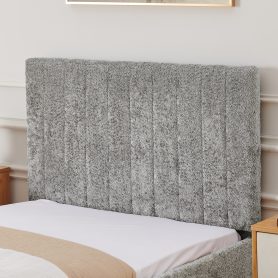 Twin Size Upholstered Bed with Vertical Channel Tufted Headboard & Nailhead Trim