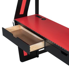 Full Size Gaming Loft Bed with Integrated Desk, Smart RGB LED Lights and USB Ports