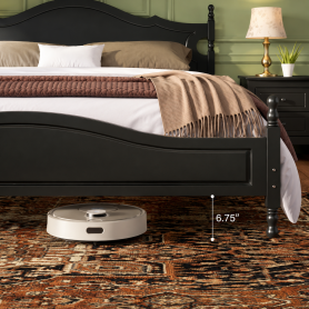 Retro Style Wooden Platform Bed with Wood Slats Support