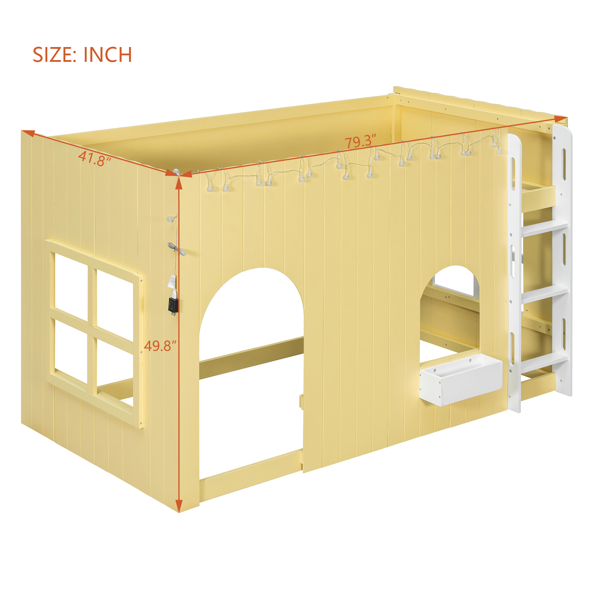 Twin Size Kids Loft Bed With Warm Led Light String 7 Twin Size Kids Loft Bed With Warm Led Light String