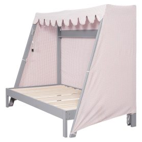 Twin XL House Bed with Twin XL Trundle, Shelf, Tent and Light