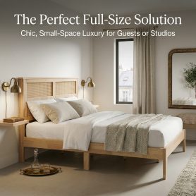 Full Size Solid Wood Bed with Rattan Headboard 43 Full Size Solid Wood Bed with Rattan Headboard