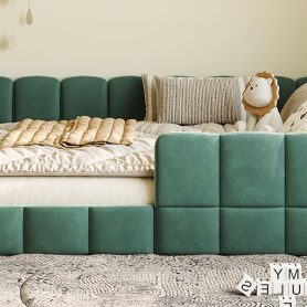 Full Size Velvet Upholstered Floor Bed