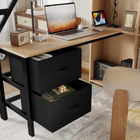 Full Size Loft Bed With Desk, Charging Station, 7 Open Storage Spaces And LED Lighting